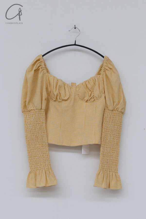 MING MA pleated waist top AW21-TO04-YWPR